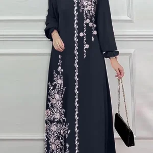 Women Stylish Floral Printed Maxi Dress Muslim Abaya ZANZEA Eid Mubarak Robe Elegant Long Sleeve Casual Vestidos Kaftan IsIamic